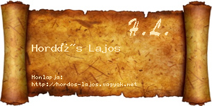 Hordós Lajos névjegykártya